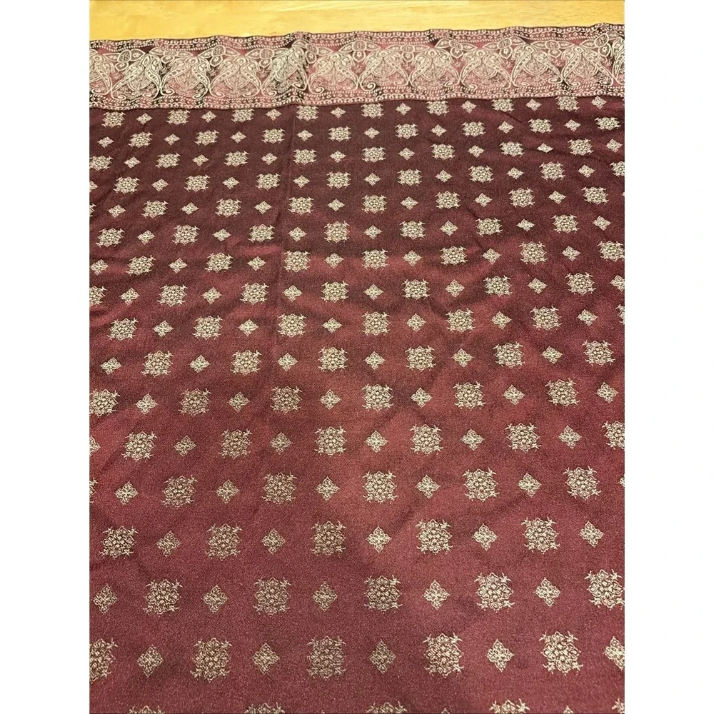 Tablecloth Burgundy With Tan Design Cotton Blend Square 48